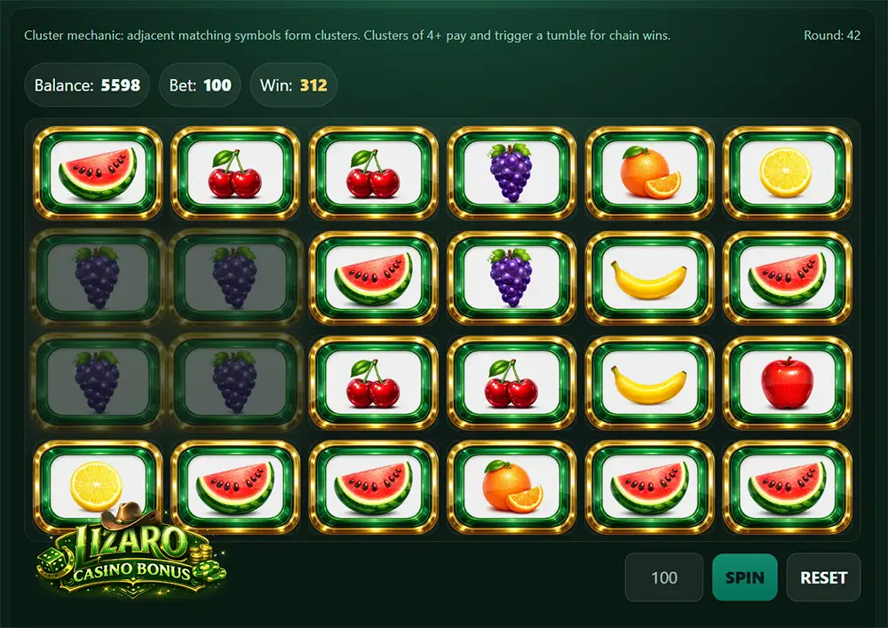 Fruit Cascade free online casino slot gameplay